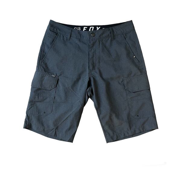 Men’s 31 FOX Black Cargo Bermuda Flat Front Casual Shorts Drawstring Waist - Picture 1 of 2